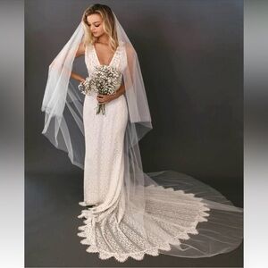 UNTAMED PETALS Jasmine Classic Tulle Bridal Veil NEW Ivory White Cathedral